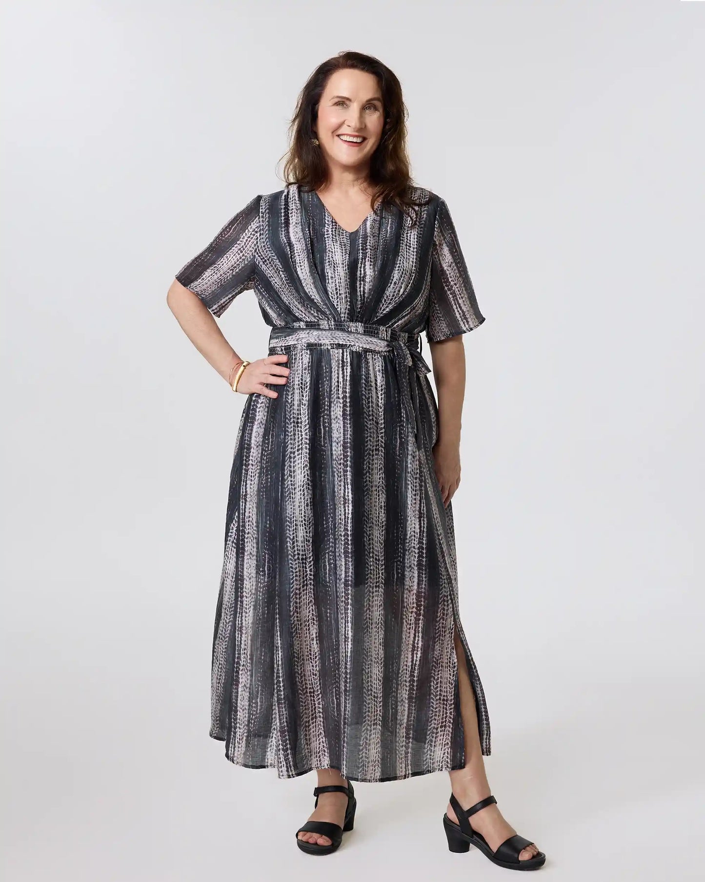 vertical striped midi dress Black Mini Striped Midi Dress S