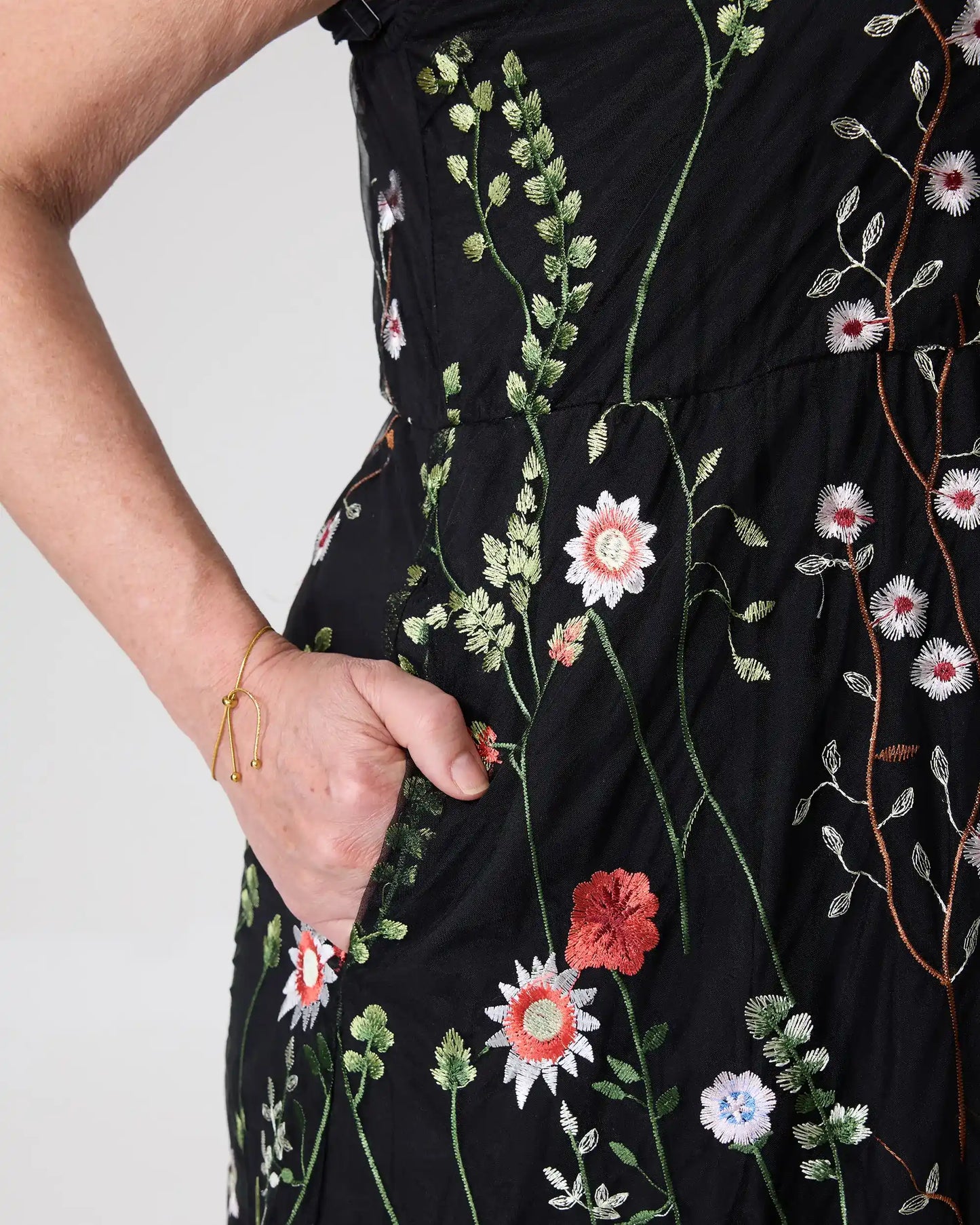 embroidered tulle overlay dress Baltic Born Womens Arabella Embroidered Tulle Maxi Dress | Dusty Blue Floral